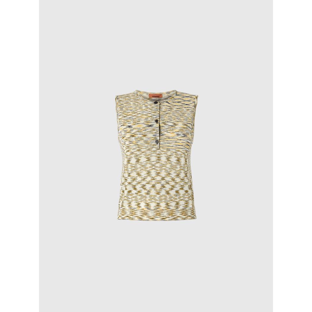 Missoni Buttoned Vest With Flame Pattern In Neutral
