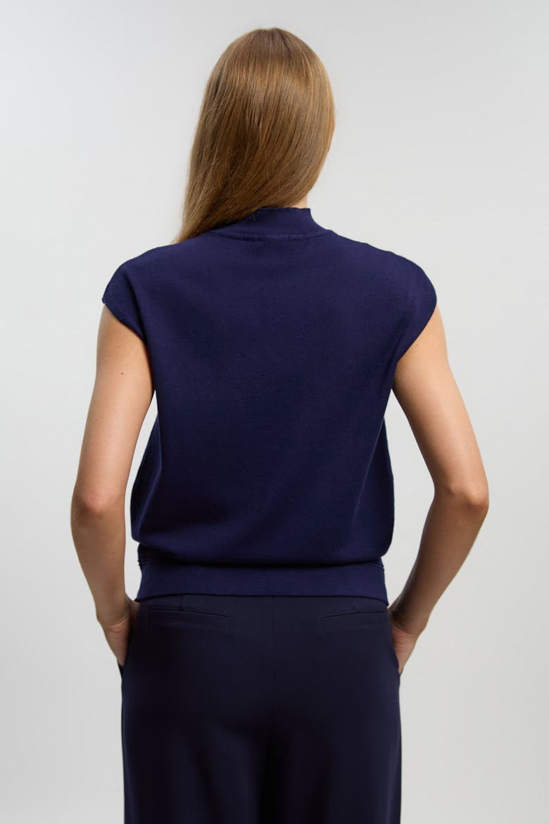 High Neck Knit Tank Top, Alternate, color, Navy