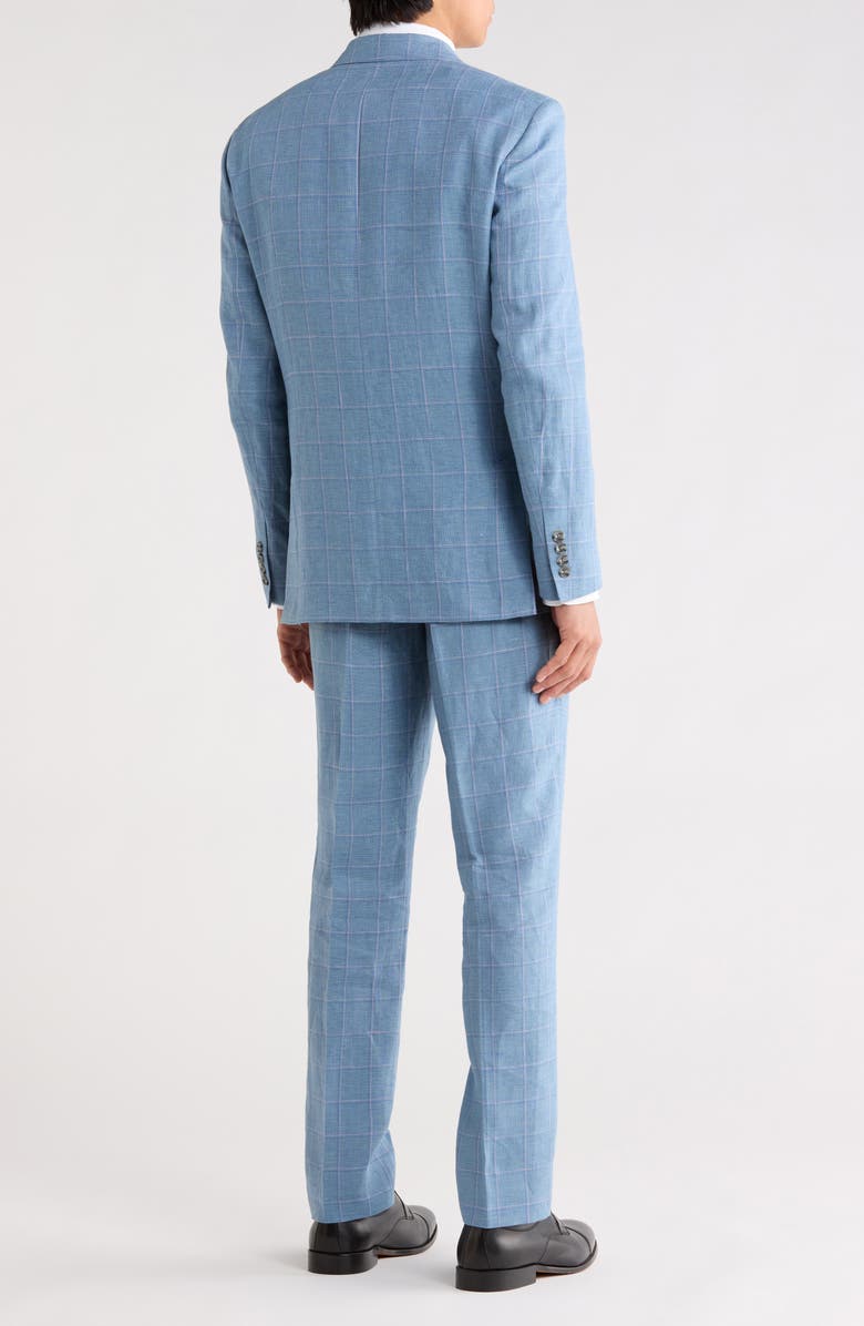 NORDSTROM RACK Trim Fit Plaid Linen Suit, Alternate, color, Hackett Blue Plaid