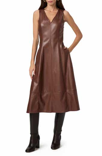 PAIGE Fiorella Faux Leather A-Line Dress