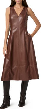 PAIGE Fiorella Faux Leather A-Line Dress