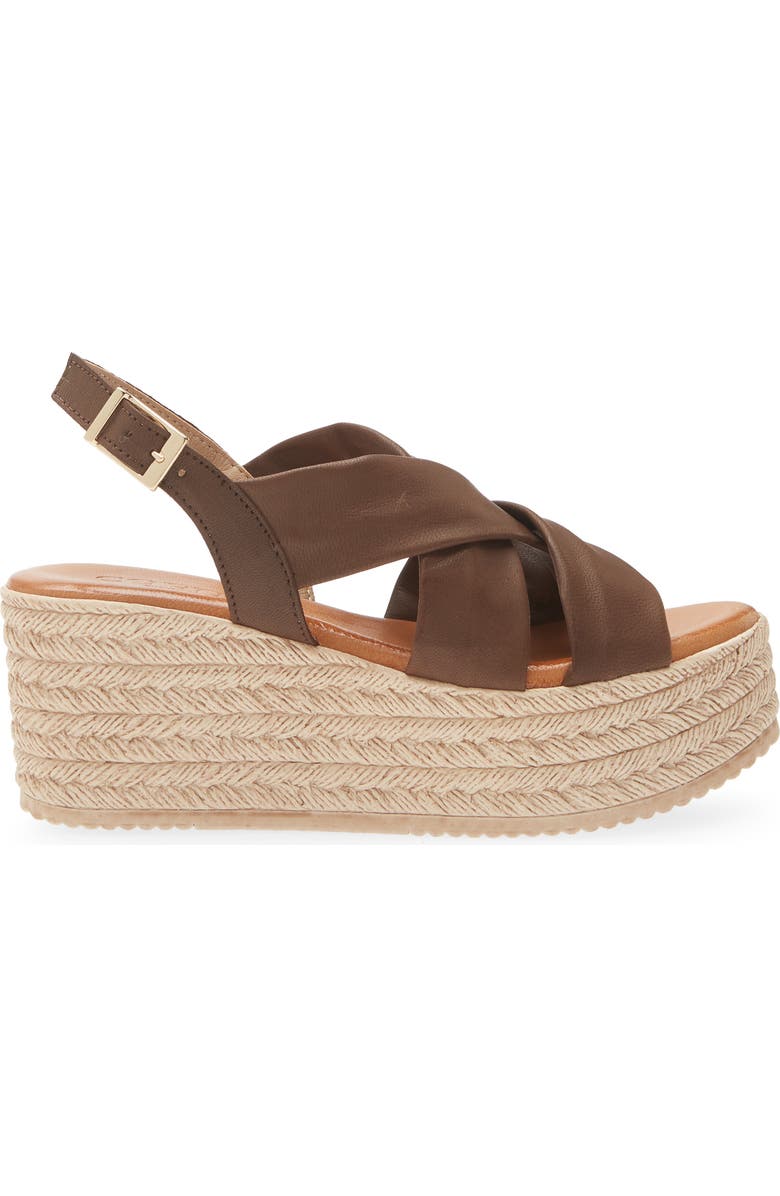 Cordani Bennie Slingback Espadrille Platform Wedge Sandal, Alternate, color, Brown Leather