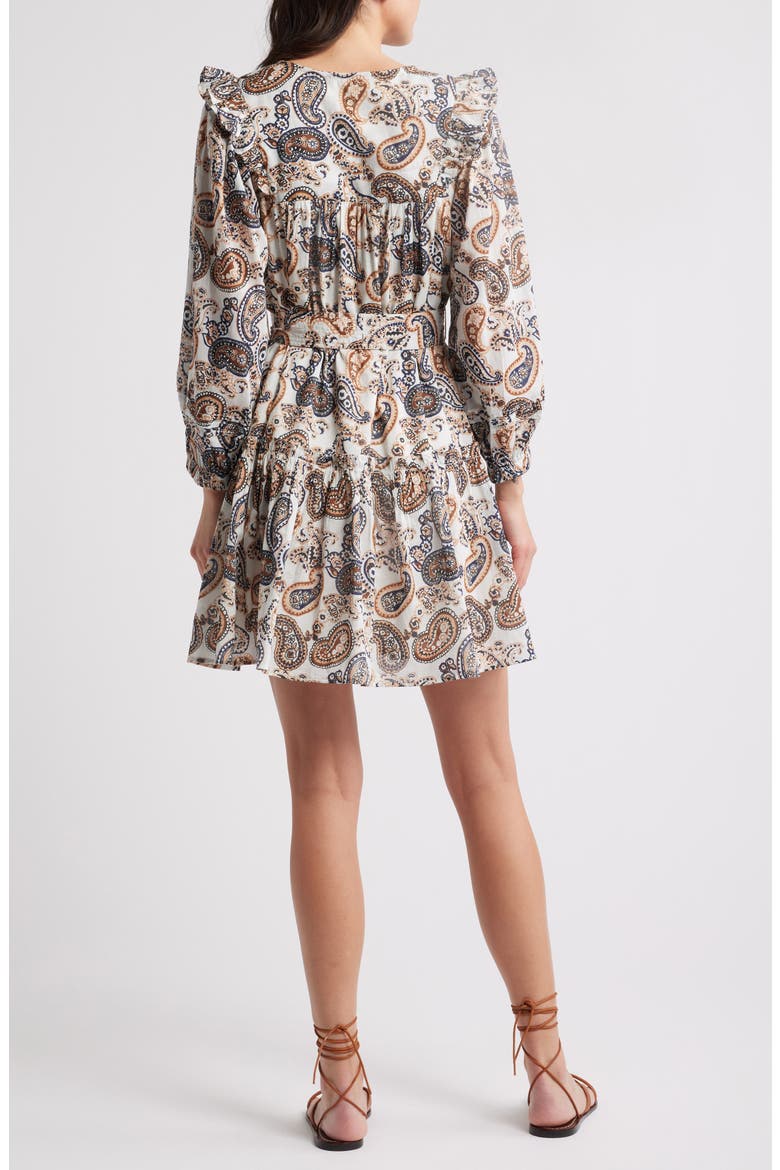 Gracelyn Paisley Long Sleeve Organic Cotton Minidress, Alternate, color, NUTMEG PAISLEY IVORY