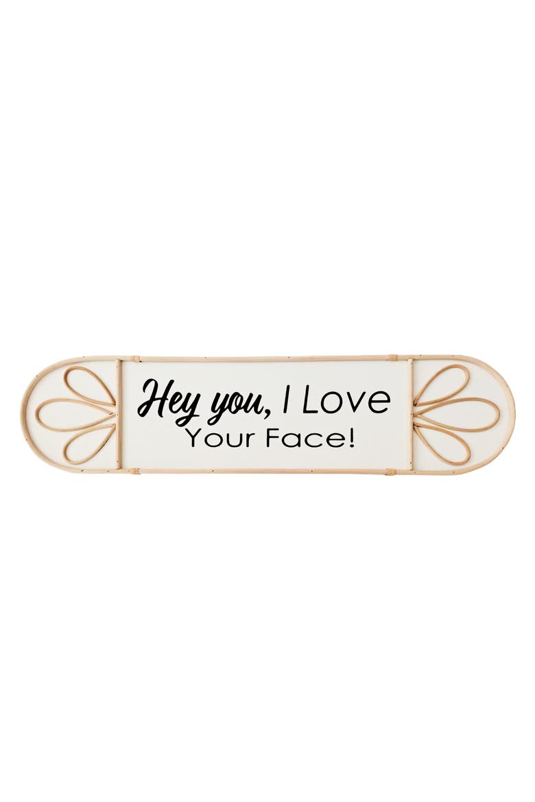 Hey You Love Your Face Wall Decor, Main, color, White