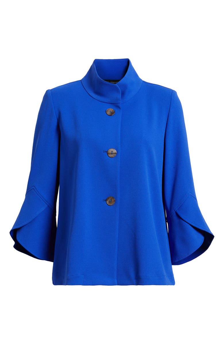 Ming Wang Bell Sleeve Crepe Jacket, Alternate, color, Sapphire Sea