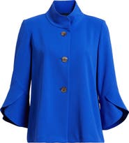 Ming Wang Bell Sleeve Crepe Jacket