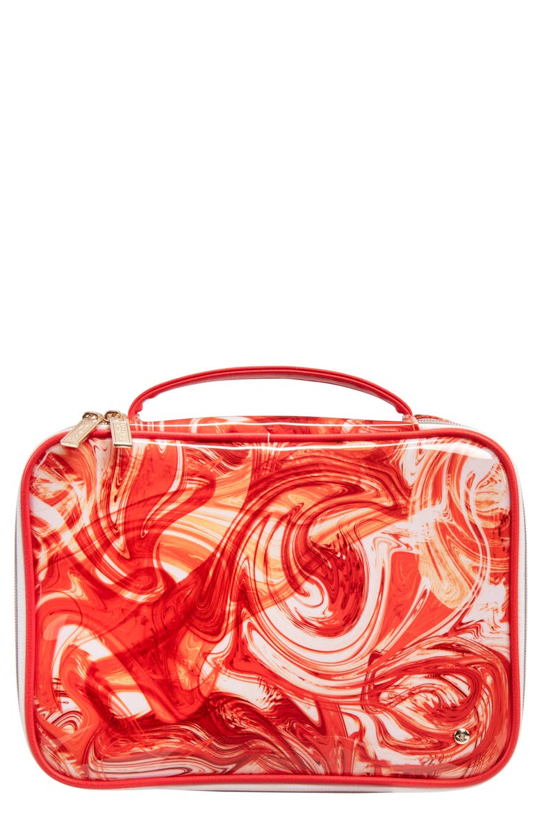 Stephanie Johnson Miami Tangerine Tango Claire Jumbo Makeup Case, Main, color,