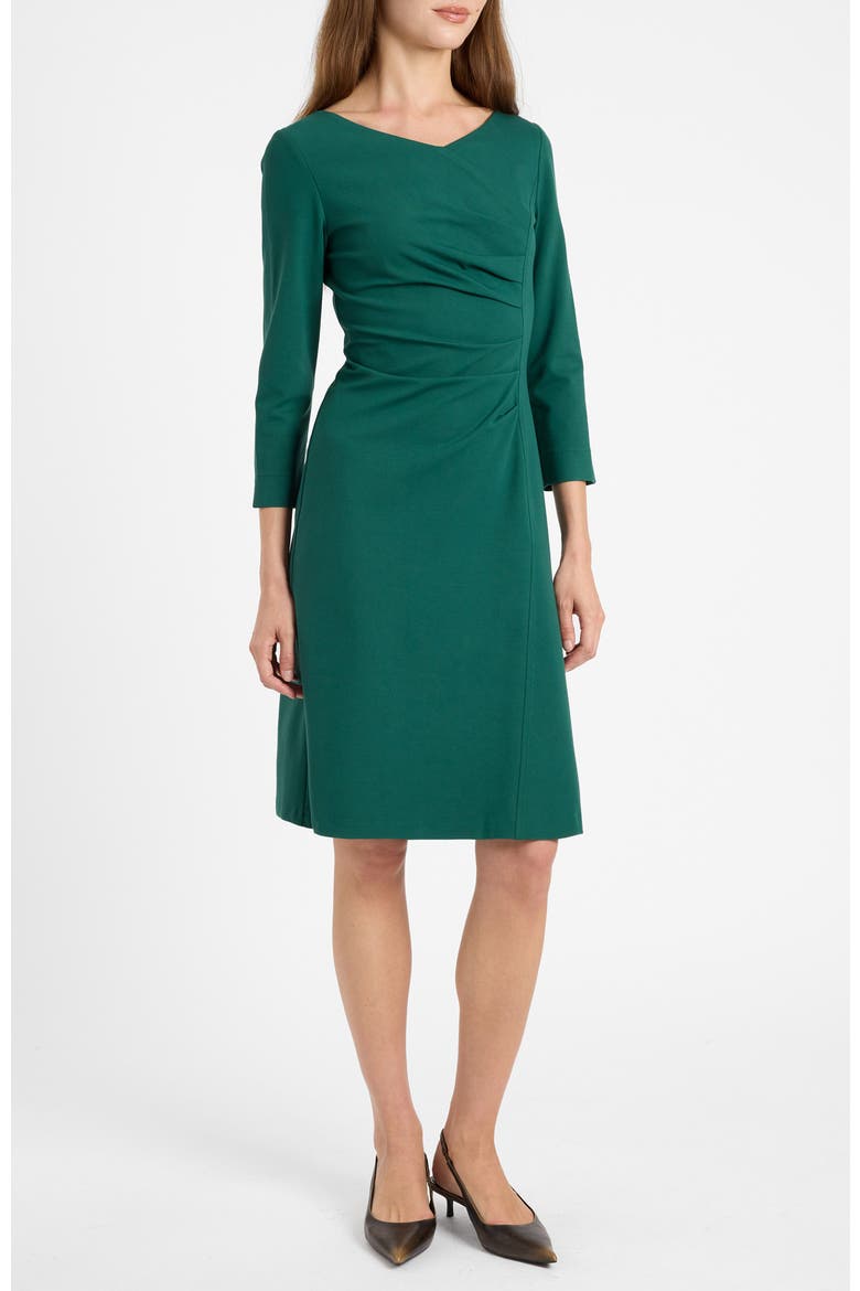 Liv Sheath Dress in Soft Stretch Crepe, Alternate, color, Evergreen