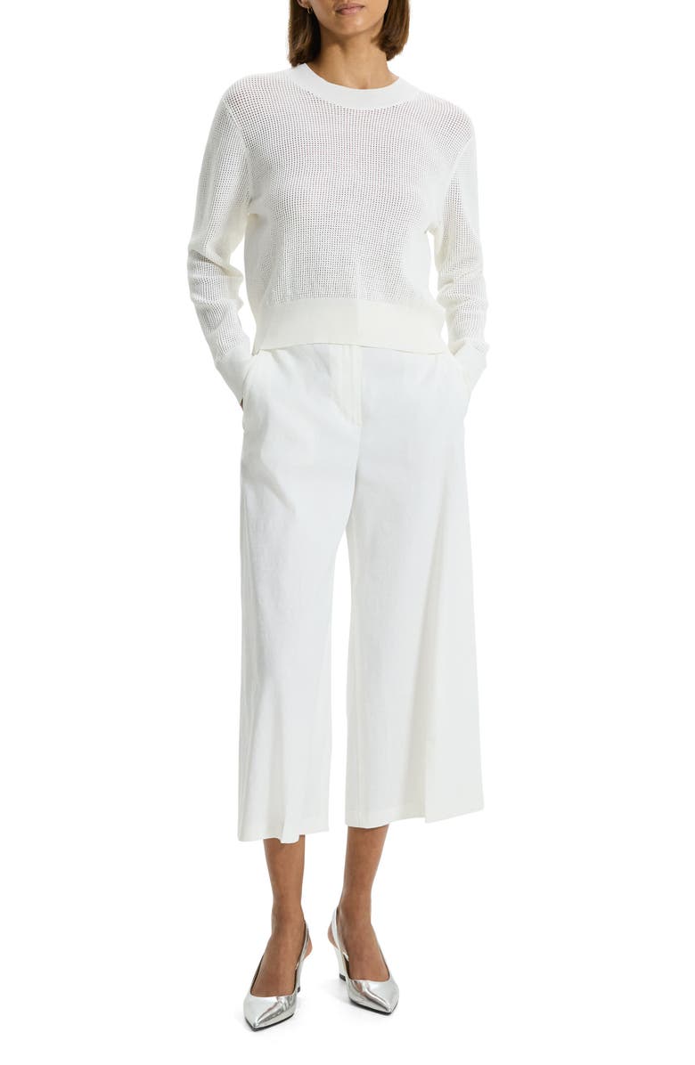 Theory Open Stitch Crewneck Sweater, Alternate, color, White