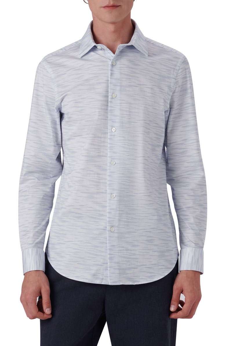 Bugatchi OoohCotton<sup>®</sup> Print Stretch Button-Up Shirt, Main, color,