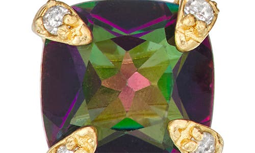 Fzn 10k Gold Mystic Topaz & Diamond Stud Earrings In Gold