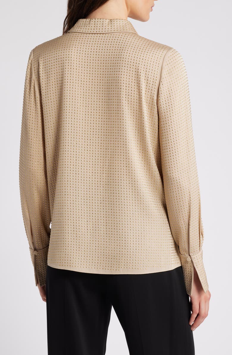 KOBI HALPERIN Studded Stretch Silk Blend Button-Up Shirt, Alternate, color, Palomino