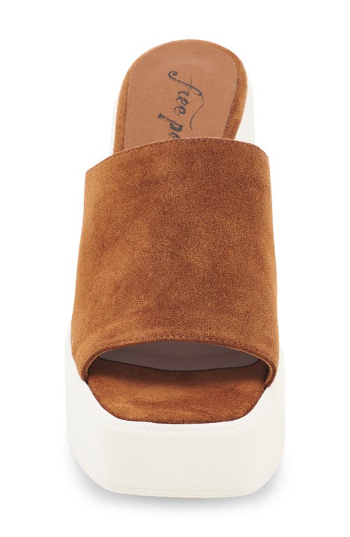 Free People Zoe Platform Slide Sandal In Tobacco Suede