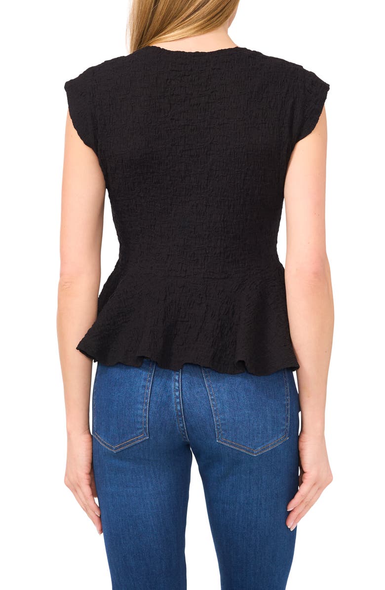 CeCe Puckered Knit Peplum Top, Alternate, color, Rich Black