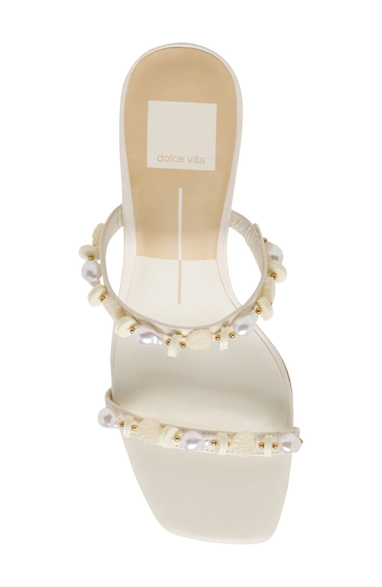 Dolce Vita Grason Bead & Faux Pearl Sandal, Alternate, color, White