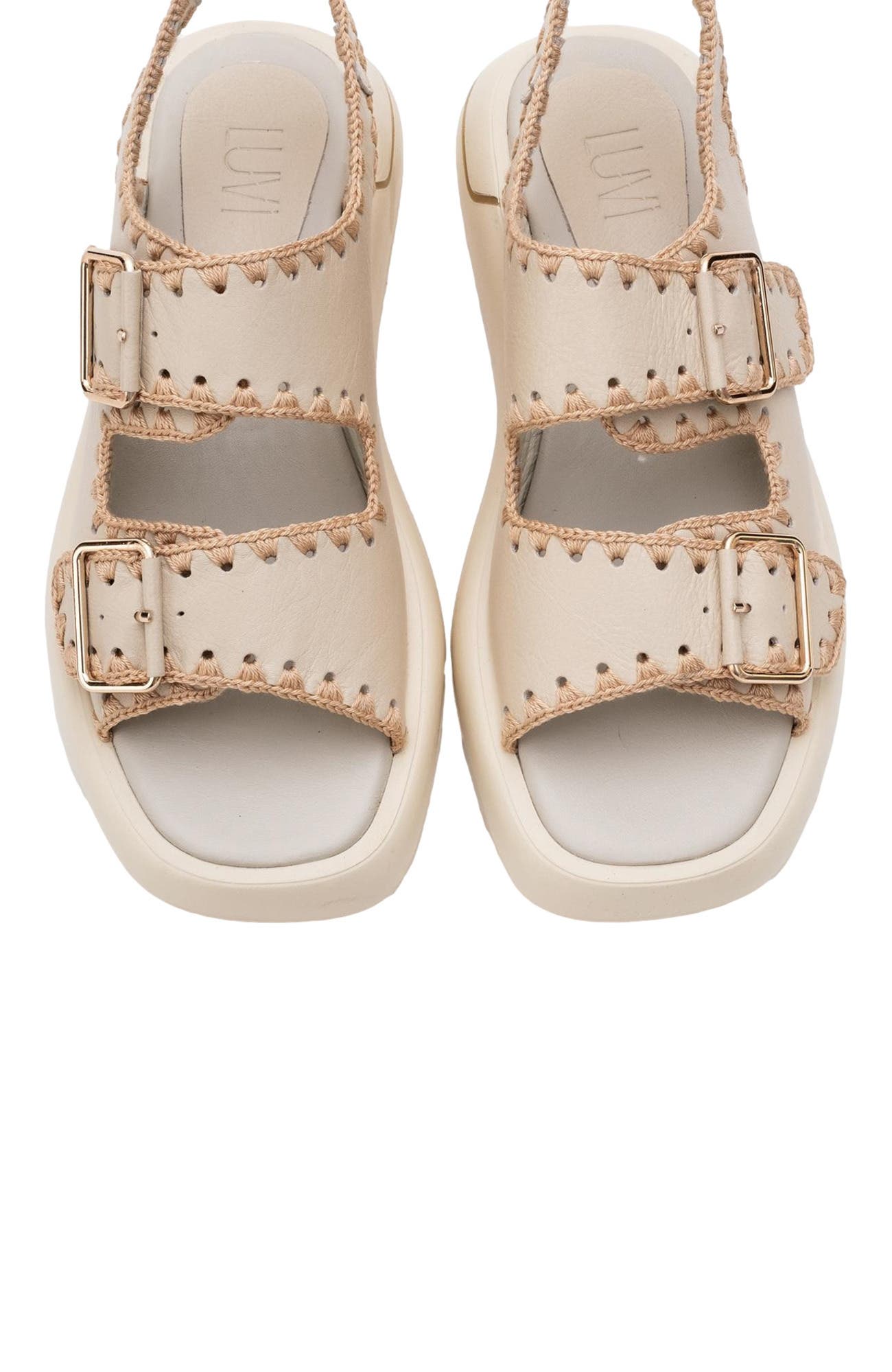 Douro Braided Rope Strap Leather Sandal, Alternate, color, Beige Leather