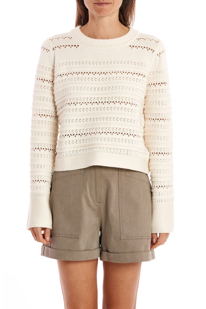 Open Stitch Crewneck Sweater, Main, color, IVORY