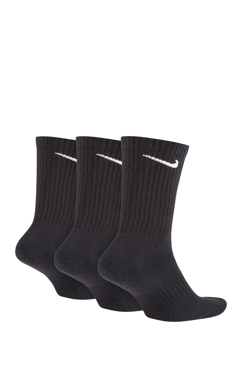 Nike Everyday Cushioned Training Crew Socks - Pack of 3, Alternate, color, 010 Black/White
