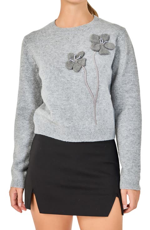 Floral Appliqué Sweater
