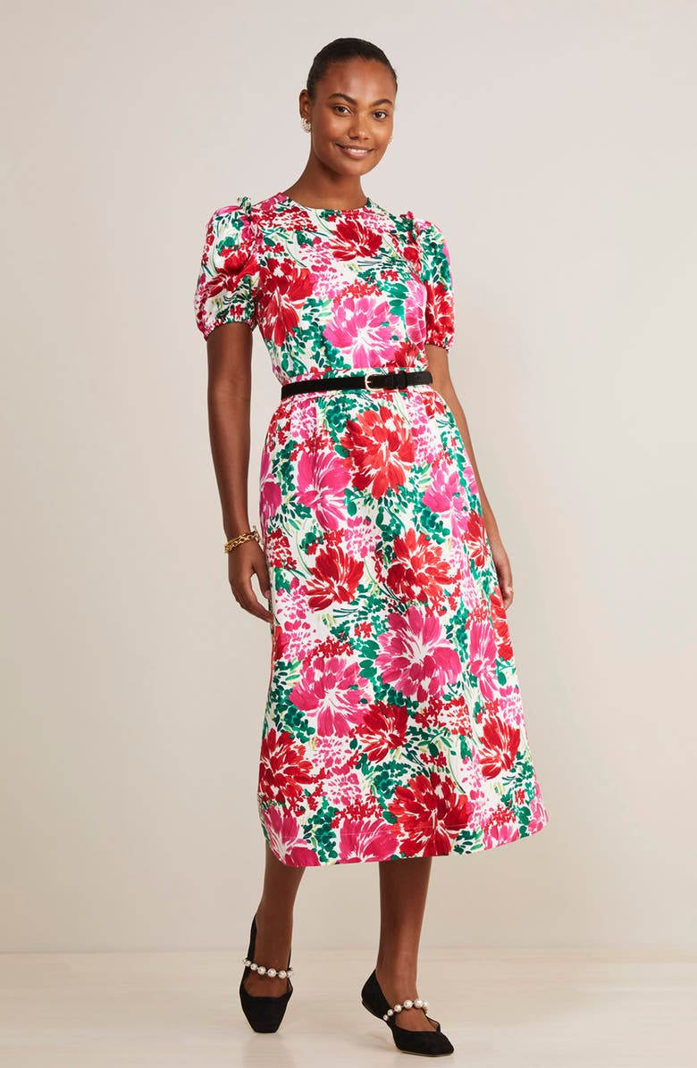 vineyard vines Floral Cotton & Silk Faille Midi Skirt, Alternate, color, 