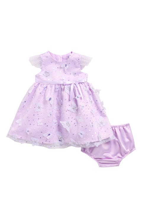 3D Butterfly Sequin Mesh Party Dress & Bloomers Set (Baby)