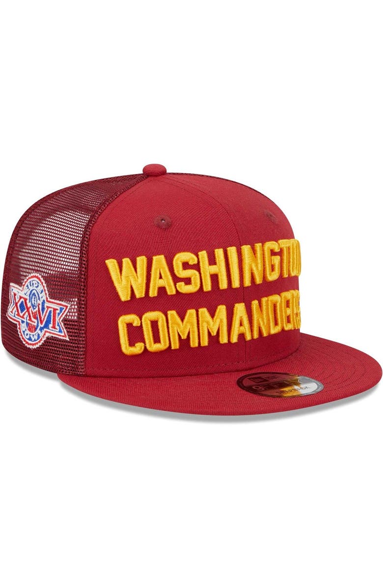 New Era Men's New Era Burgundy Washington Commanders Stacked Trucker 9FIFTY Snapback Hat, Main, color,