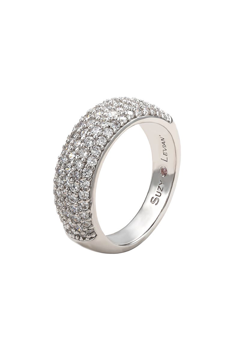 Cubic Zirconia Pavé Band Ring, Alternate, color, WHITE