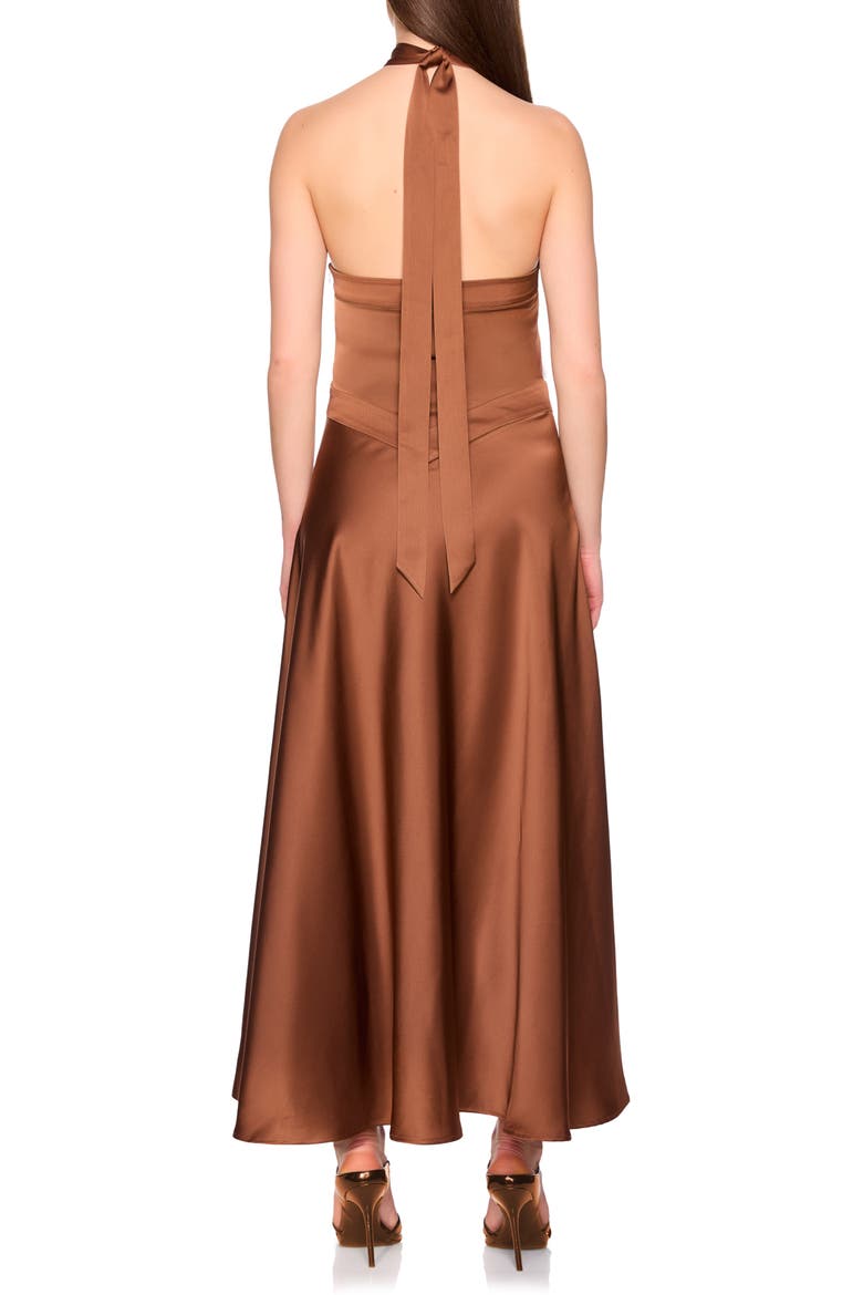 Satin Halter Midi Dress, Alternate, color, TOAST