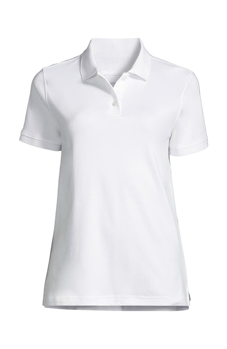 Lands' End School Uniform  Short Sleeve Interlock Polo Shirt, Alternate, color, White