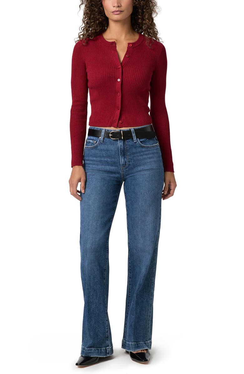 PAIGE Acqua Crop Cardigan, Alternate, color, Cranberry