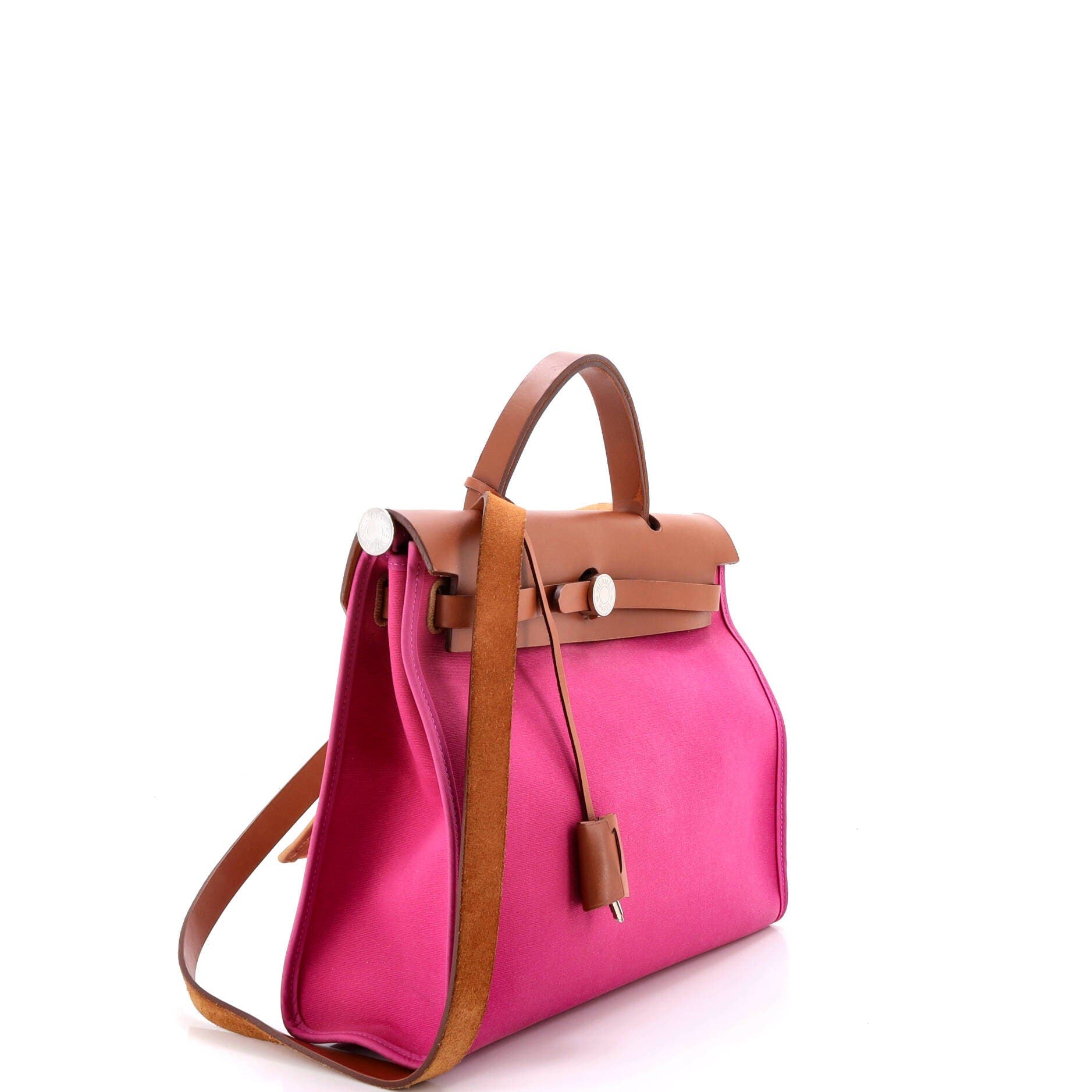 Pre-Owned Hermes Herbag Zip Leather and Toile 31, Alternate, color, Magnolia