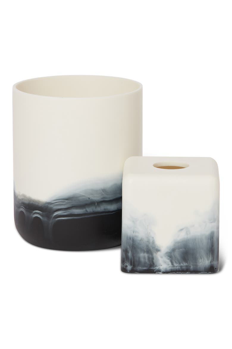 2-Piece Bathroom Accessory Set, Main, color, WHITE/ BLACK