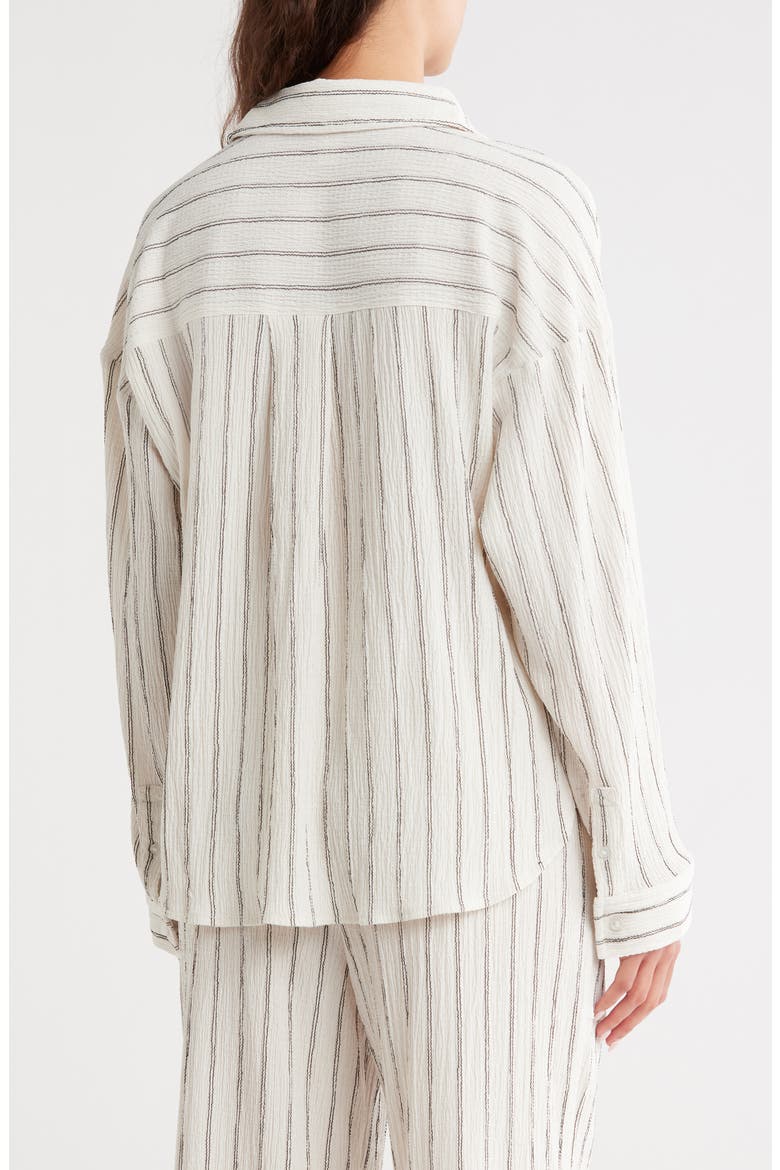 Stripe Twist Front Textured Button-Up Top, Alternate, color, IVORY- BLACK RITA STRIPE