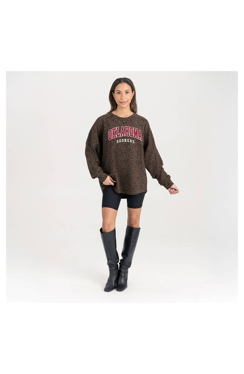 GAMEDAY COUTURE Women's Gameday Couture Brown Oklahoma Sooners Leopard Oversized Sweatshirt, Alternate, color,