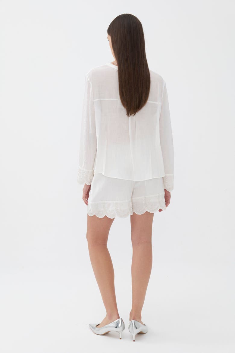 Stone Detailed Shorts, Alternate, color, White