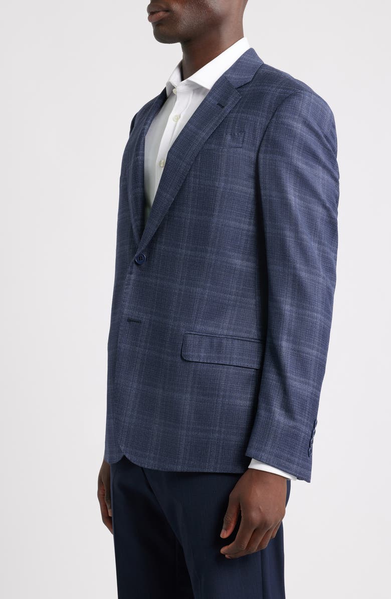 Emporio Armani G-Line Blue Check Slub Sport Coat, Alternate, color, Fancy Blue