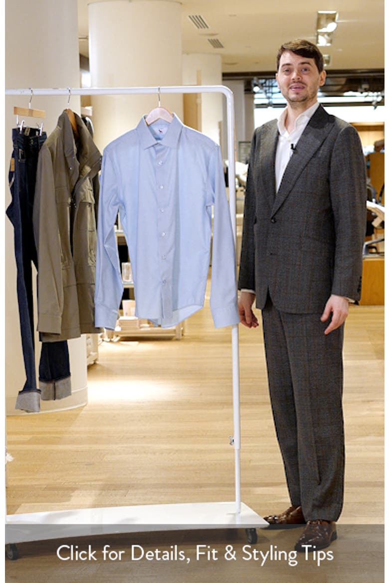 Trim Fit Houndstooth Check Stretch Cotton Dress Shirt video