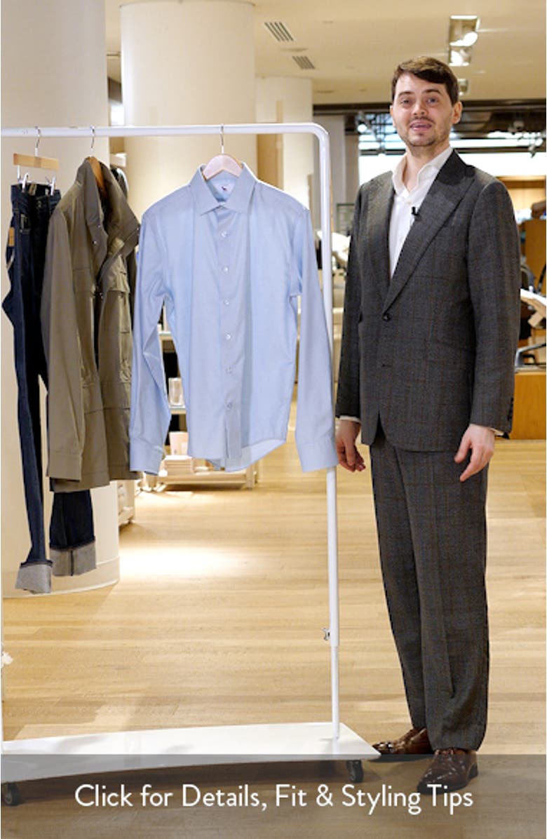 Trim Fit Houndstooth Check Stretch Cotton Dress Shirt, sales video thumbnail