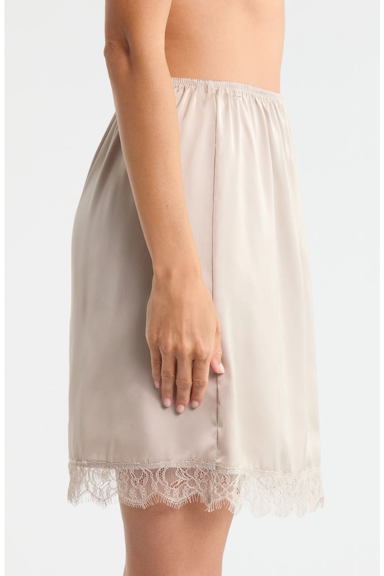 Scalloped Lace Trim Satin Slip Skirt, Alternate, color, BEIGE STRING