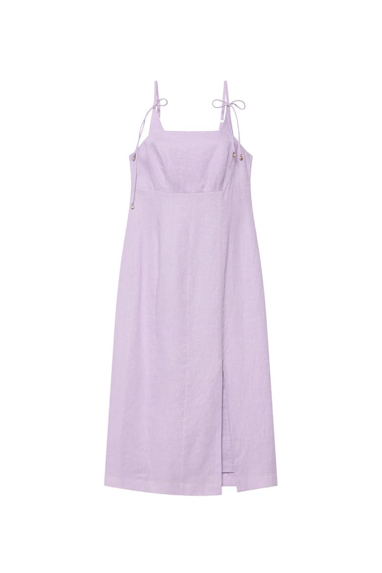 Linen Bow Detail Midi Dress, Alternate, color, Lilac