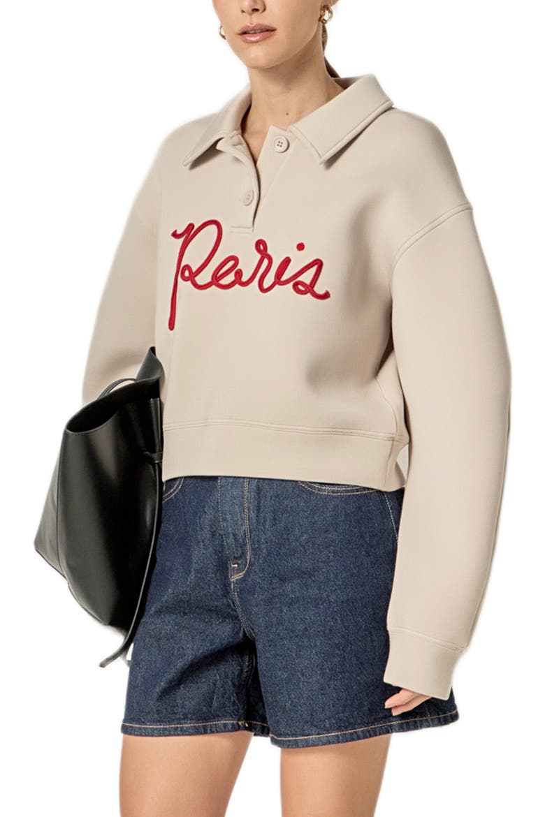 Lettering Scuba Polo Pullover, Alternate, color, CREAM/ RED