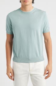 Canali Short Sleeve Cotton Crewneck Sweater