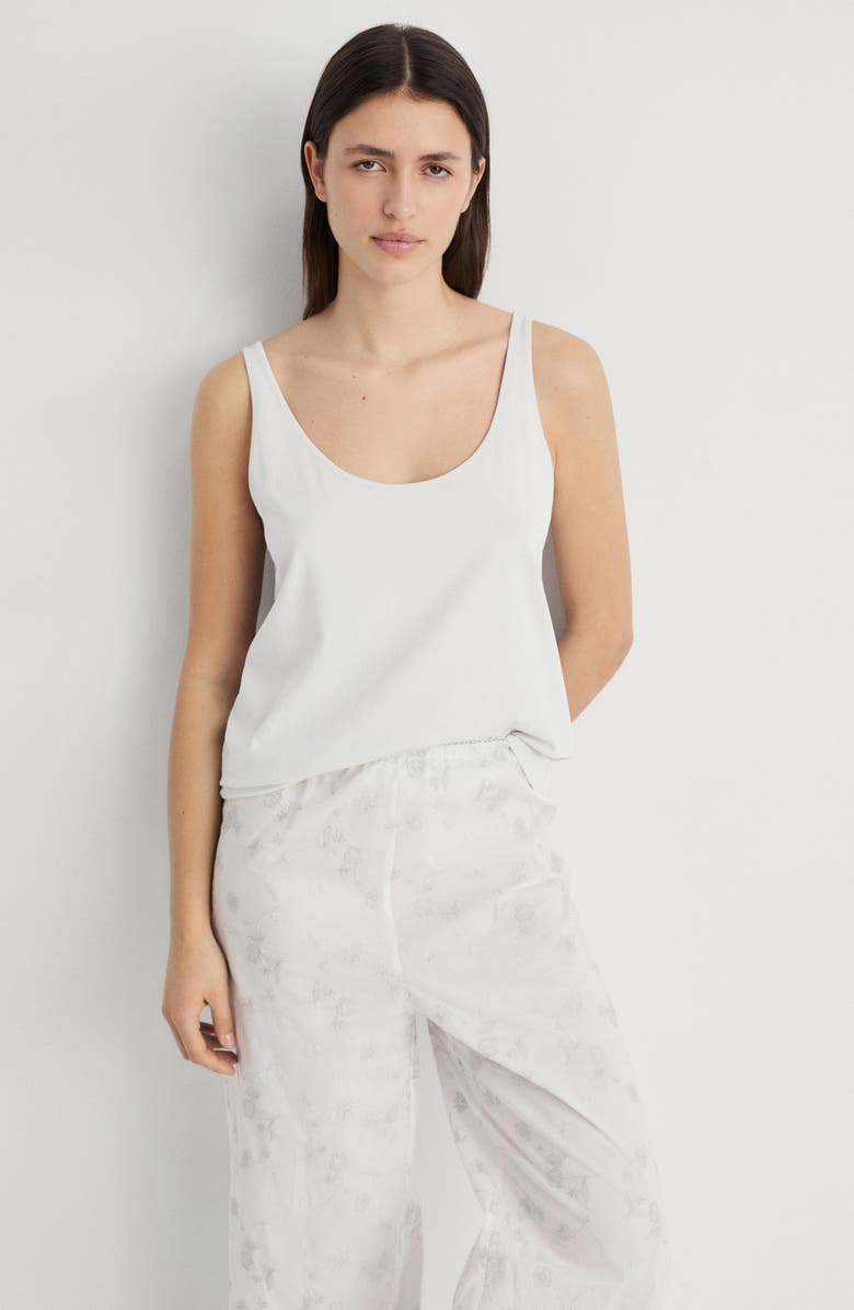 MANGO Floral Embroidered Pajama Pants, Alternate, color, White