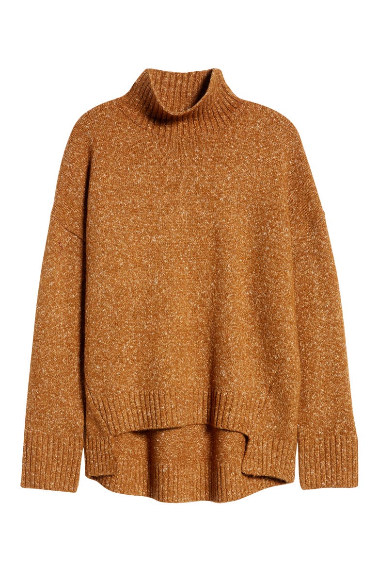 Women's Marled Mock Neck High-Low Tunic Sweater, Alternate, color, TAN DALE