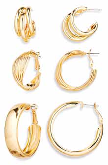 Set of 3 Assorted Hoop Earrings