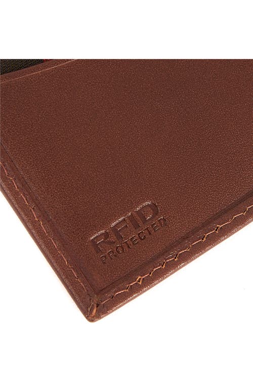 Barbour Men's Colwell Slimline Leather Billfold Wallet In Brown/classic Tartan