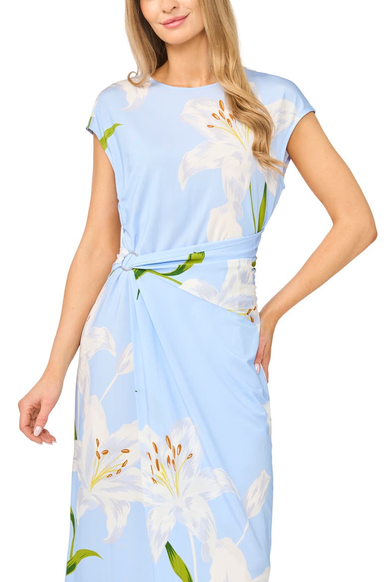 Kaity Floral Clasp Detail Knit Dress, Alternate, color, BLUE SURF