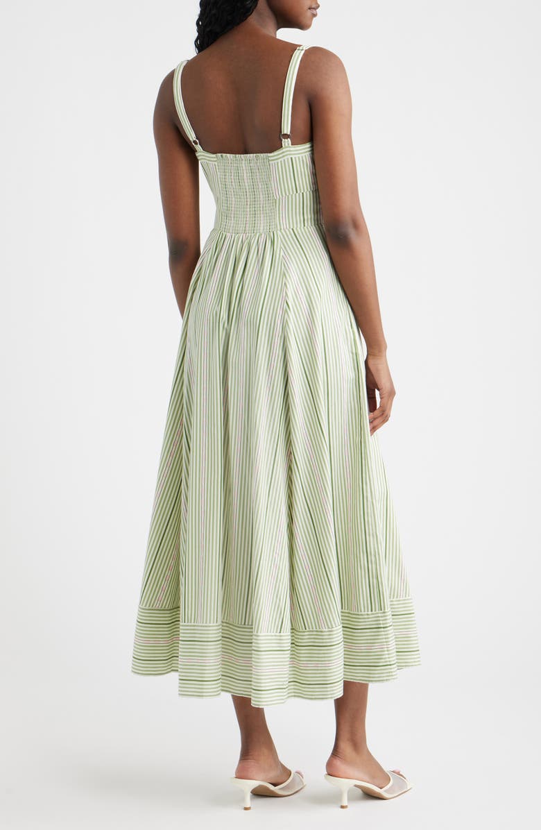 Hill House Home The Margot Stripe Fit & Flare Midi Dress, Alternate, color, Green Jacquard Stripe