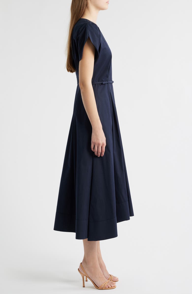 BOSS Demnilia Belted Cotton Blend Midi Dress, Alternate, color, Sky Captain