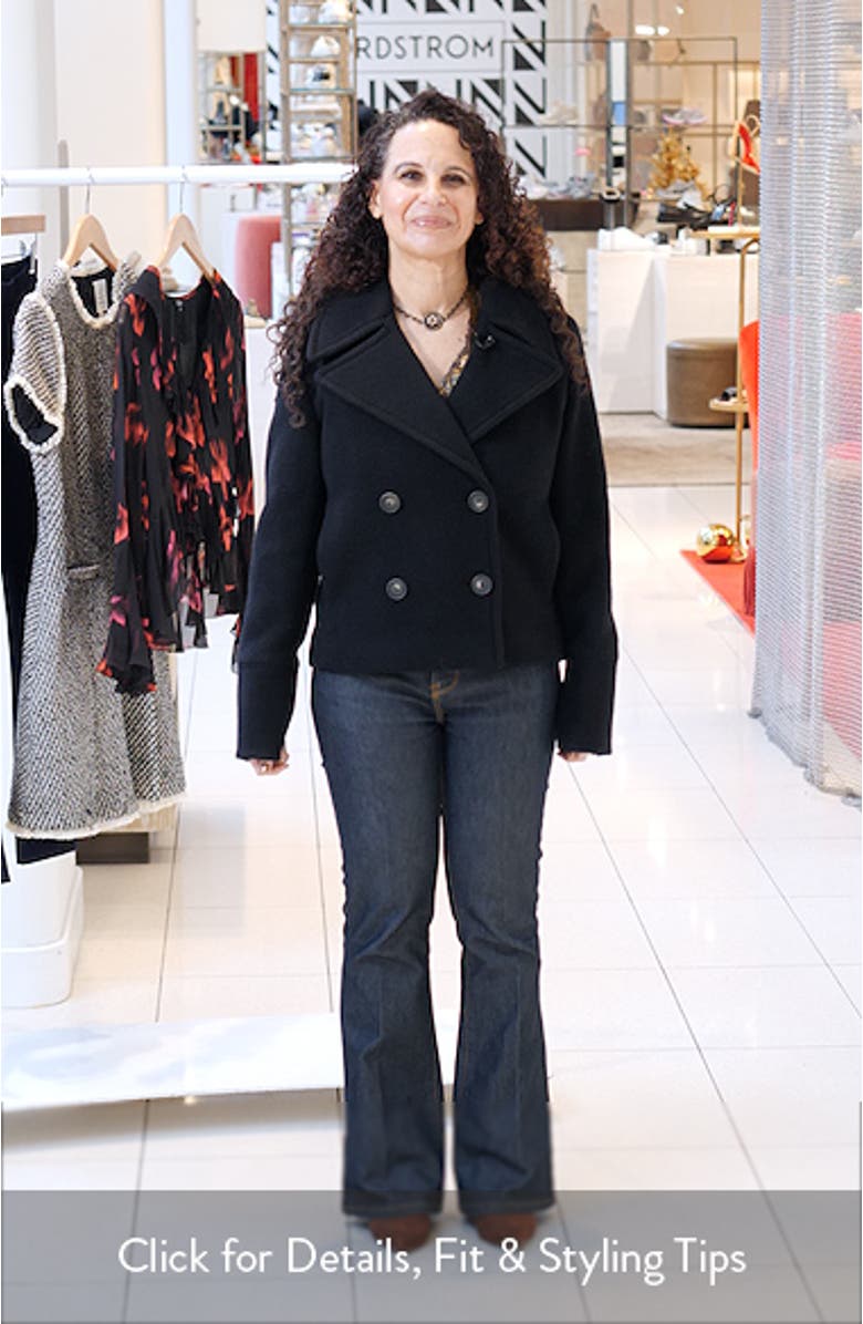 Double Breasted Crop Boiled Wool Peacoat, sales video thumbnail